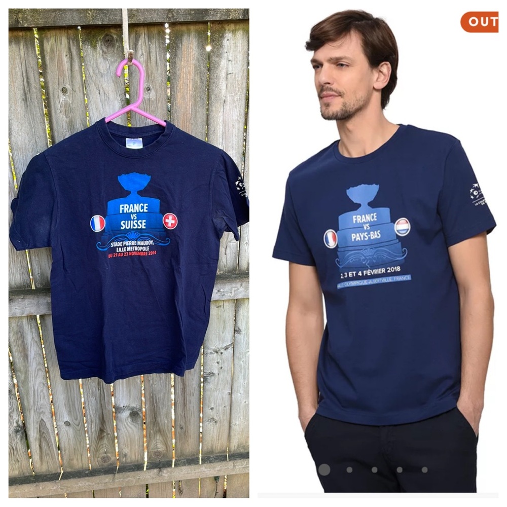 FREE w/purchase Davis Cup Tennis T-Shirt Swiss Federer Wawrinka Lille 2014 S
